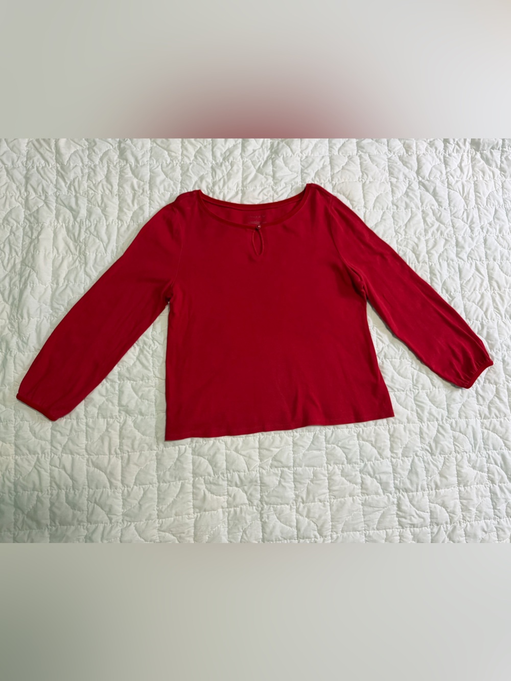 Talbots Red Long-Sleeve Boatneck Top